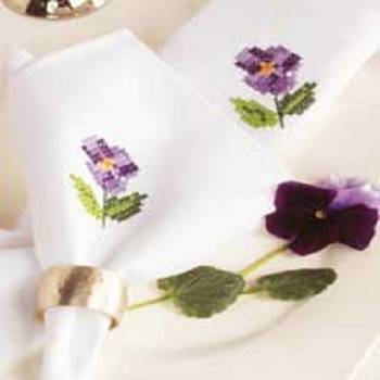 Cotton Towels 40 x 40cm 2 pcs with Printed Pattern Cross Stitch No. 2091-9121